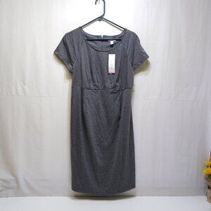 Liz Lange Maternity Dress Large Soft Gray Knee-Length Short Sleeve Comfortable